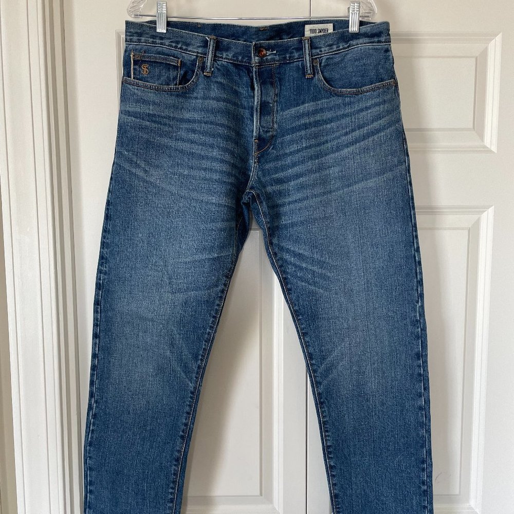 Todd Snyder Slim Fit Japanese Stretch Selvedge Jean in Medium Wash 33x32